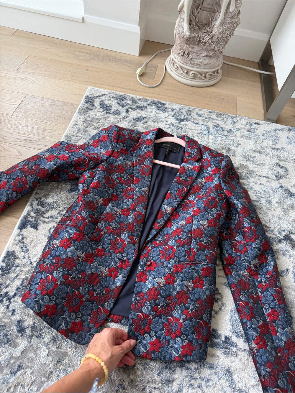 BCBGMaxAzria Red & Blue Floral Quilted Blazer